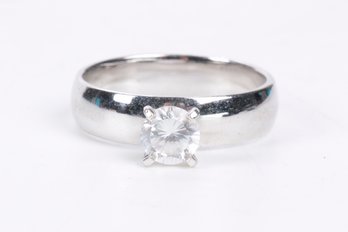 Fine Sterling Solitaire Cz Ring -Size 9