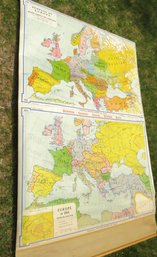 Vintage Denoyer School Pull Down Maps Peoples Of Europe Before The Great War