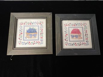 Pair Of Framed Needlpoint