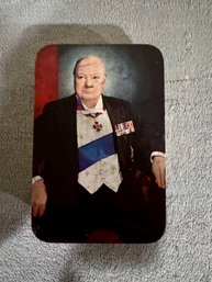 Vintage Sir Winston Churchill Biscuit Tin W/ Famous Quotes