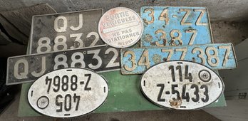 LOT OF SIX OLDER EUROPEAN LICENSE PLATES