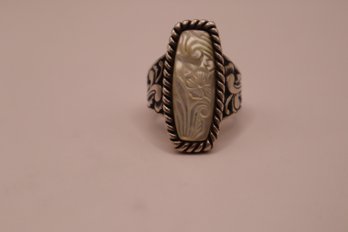 Sterling With Carved Mother Of Pearl Carolyn Pollack Relios Ring Size 7
