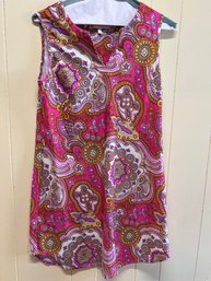 Jude Connally Pink Paisley Soft Nylon Sleeveless Shift Dress - Size L