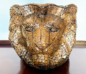 A Gold And Amber Glass Lion's Head Vase By The Brazilian Artist Jobi