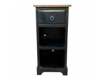 Small Ebonized Single Drawer Media Shelf (contents Not Included)