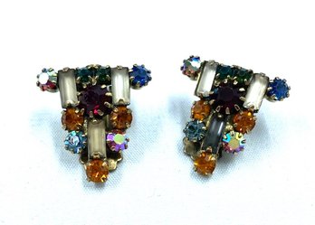 Exceptional Signed Art Deco Clip Earrings By Weiss