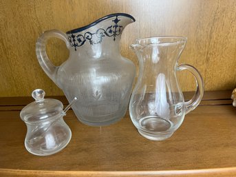 Antique Etched Glass Trio