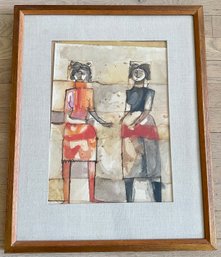 Original Watercolor Painting Of 2 Women