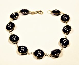 Sterling Silver 'Evil Eye' Glass Stone Bracelet