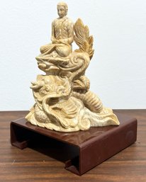 A Vintage Netsuke Carving - Elaborate Buddha And Dragon