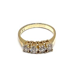Lovely Four Clear Stones Gold Color Ring, Size 5.5
