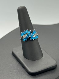 1.28 CTW Marquise Neon Apatite & White Topaz Ring In Sterling Silver