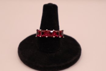 Sterling With Pink Stones 'STS' Chuck Clemency Ring Size 7