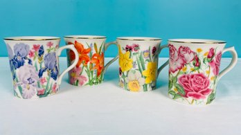 Vintage Lenox Suzanne Clee Set Of 4 The Flower Blossom Mugs