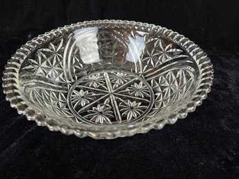 Vintage Anchor Hocking Stars And Bars Clear Pressed Glass Bowl