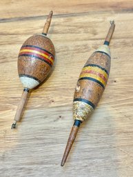 Pair Of Vintage Wood Fishing Bobbers