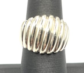 Vintage Sterling Silver Ribbed Ring, Size 6.75