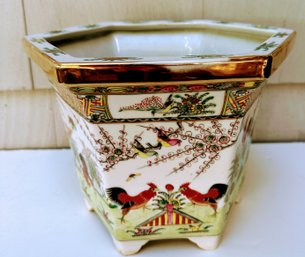 Imari Hand-painted Planter With Roosters, Markings