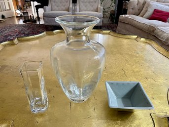 Simon Pearce Crystal Vases & Belmont Crackle Celadon Small Bowl