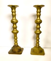 Pair Of Heavy Brass Candlesticks