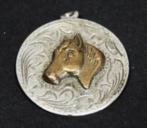 Vintage Sterling Silver Gold Horse Head Pednant Signed