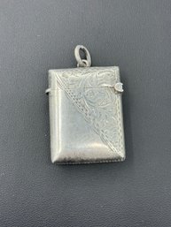 Antique Sterling Silver Match Safe Pendant