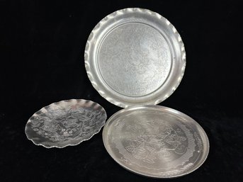 Engraved Serving Tray Lot