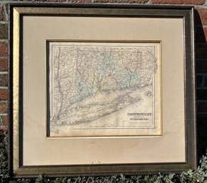 Antique 1855 Map Of CONNECTICUT And SUFFOLK ISLAND- Framed- NO SHIPPING