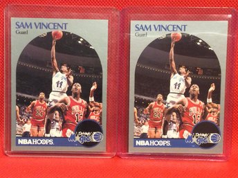 (2) 1990 NBA Hoops Sam Vincent/Michael Jordan Error Cards - K