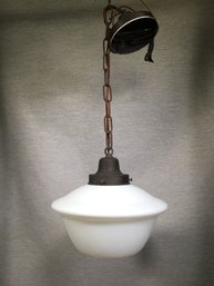 ( 1 Of 5)  Fantastic Vintage 1930s Hanging Milk Glass Fixture - From Restaurant In NYC / Greenwich Village