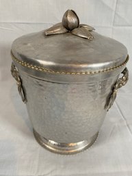 Vintage Hammered Aluminum Insulated Ice Bucket With Lid 11in