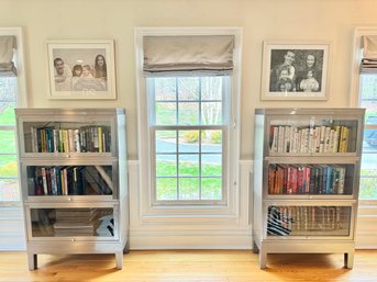 XX Industrial Style Vintage Mid Century Brushed Steel Barrister Bookcase  (2 Of 2)