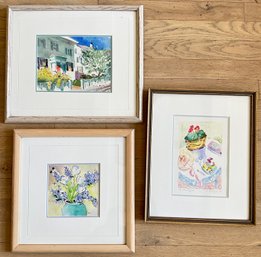 3 Sheila Hoerle (American) Original Watercolor Paintings & Monotype