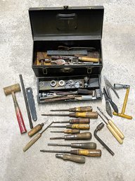 Vintage Excelsior Stamford CT Tool Box With Tools-CR Chicago, Crescent, Eagle And Others