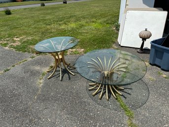 Mid Century Brass And Glass Coffee And End Table