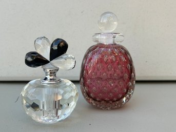 Black & Clear Crystal And Strawberry Bubble Glass Perfume Bottles