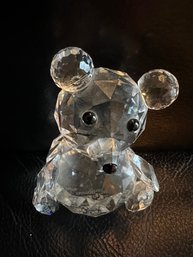 Small Cut Crystal Bear Figurine / Art Glass / Paperweight