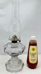 Large Vintage Oil Lamp With Bottle Of Oil