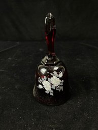 Fenton Art Glass Ruby Red Flower Decorated Bell