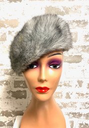 Vintage English Faux Silver Fox Ladies Beret