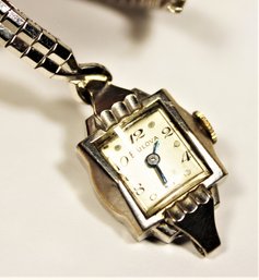 Ladies Vintage White Gold Filled Bulova Wristwatch Watch