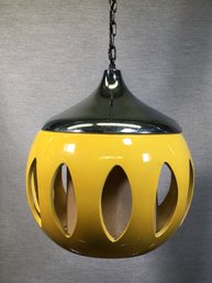 Incredible Vintage MCM / Mid Century Yellow Italian Porcelain Modern Hanging Light Fixture - Amazing - $1,400