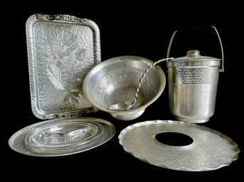 Fantastic Mid Century Collection Of Aluminum Serving Pieces