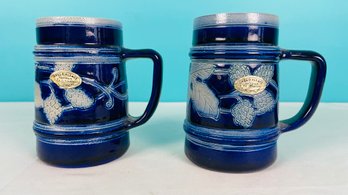 Alsace France Hand Made Stoneware Pottery Beer Steins Signed