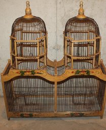 Vintage Double Domed Hand Painted Bird Cage