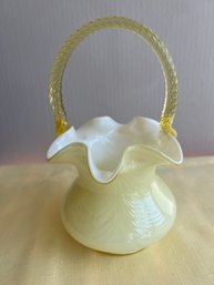 Fenton Yellow Drape Glass Basket