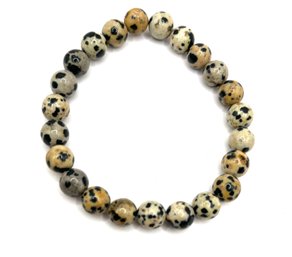 Vintage Polished Brown Speckled Stones Stretchy Bracelet