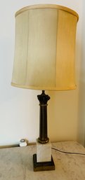 Vintage Lamp With Brass Tones And Marble Base