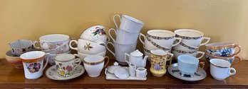 Large Vintage Grouping Of China Cups, Demitasse Cups, Saucers, And More