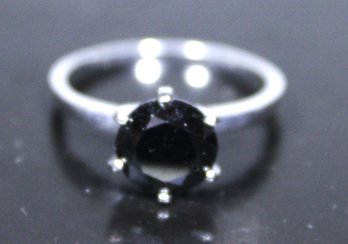 Silver Tone Ladies Ring Having Black Gemstone Size 7